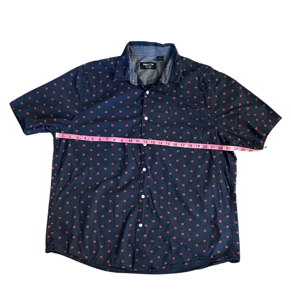Liz Claiborne men’s small print Hawaiin shirt navy red XL - Picture 3 of 5
